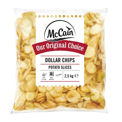[MC-561100] Dollar Chips (Aardappelschijfjes) doos 4x2,5kg  Mc Cain